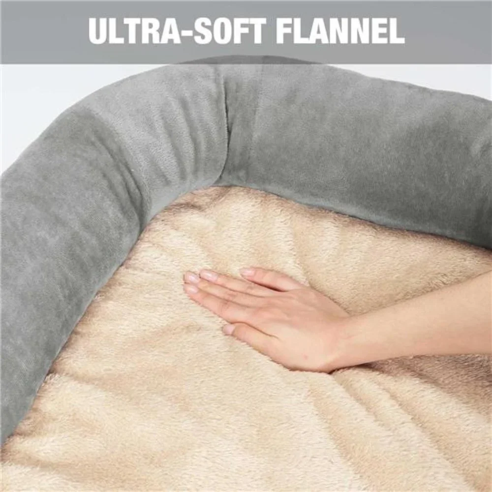 Orthopedic Large Dog Bed with 4 Bolsters and Removable Washable Cover, XL, Cream